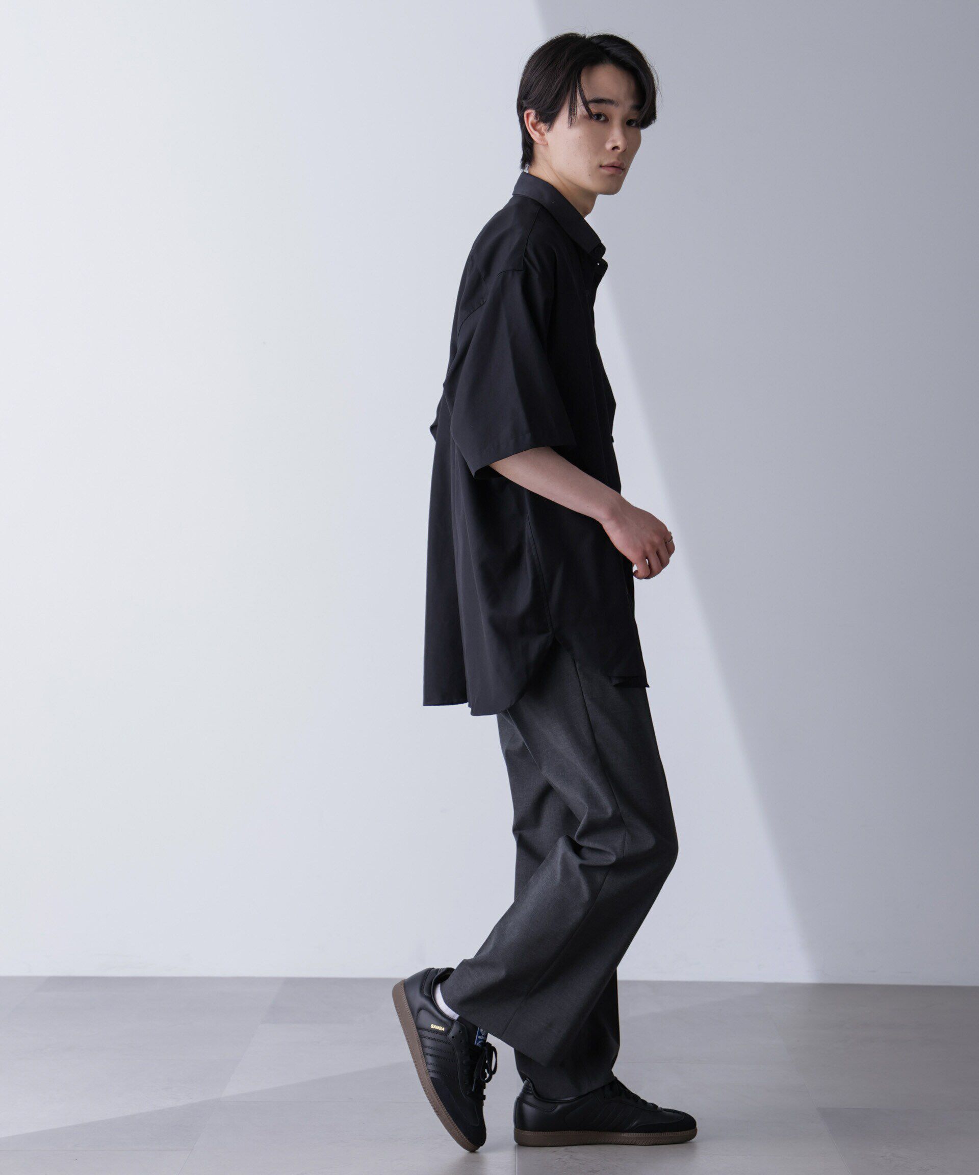 nano･universe「バイカラードレープシャツ 半袖」|シャツ・ブラウス|