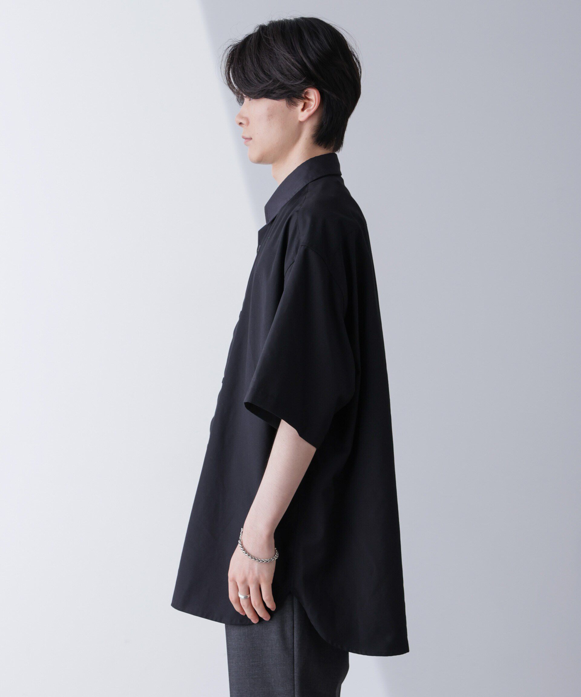 nano･universe「バイカラードレープシャツ 半袖」|シャツ・ブラウス|