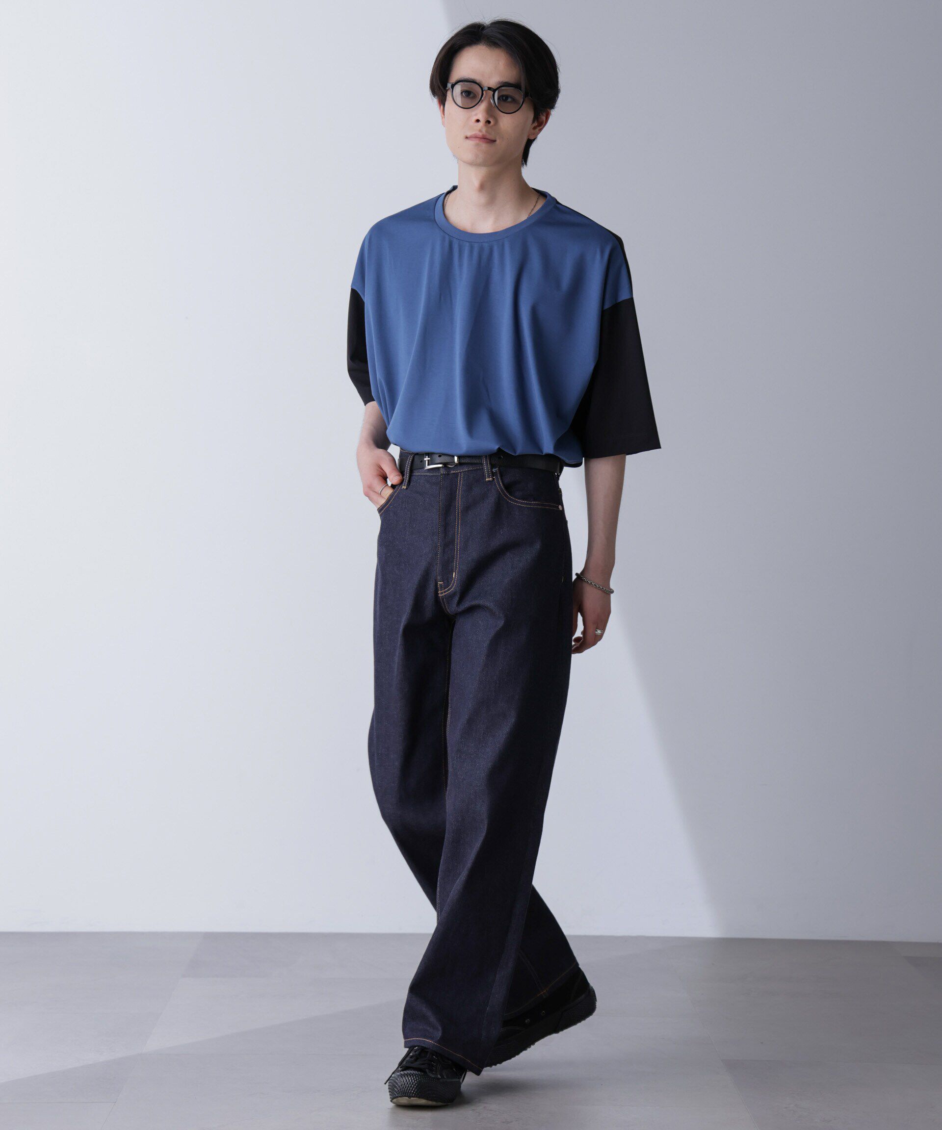 nano･universe「袖切り替えビッグＴシャツ 半袖」|Tシャツ・カットソー|