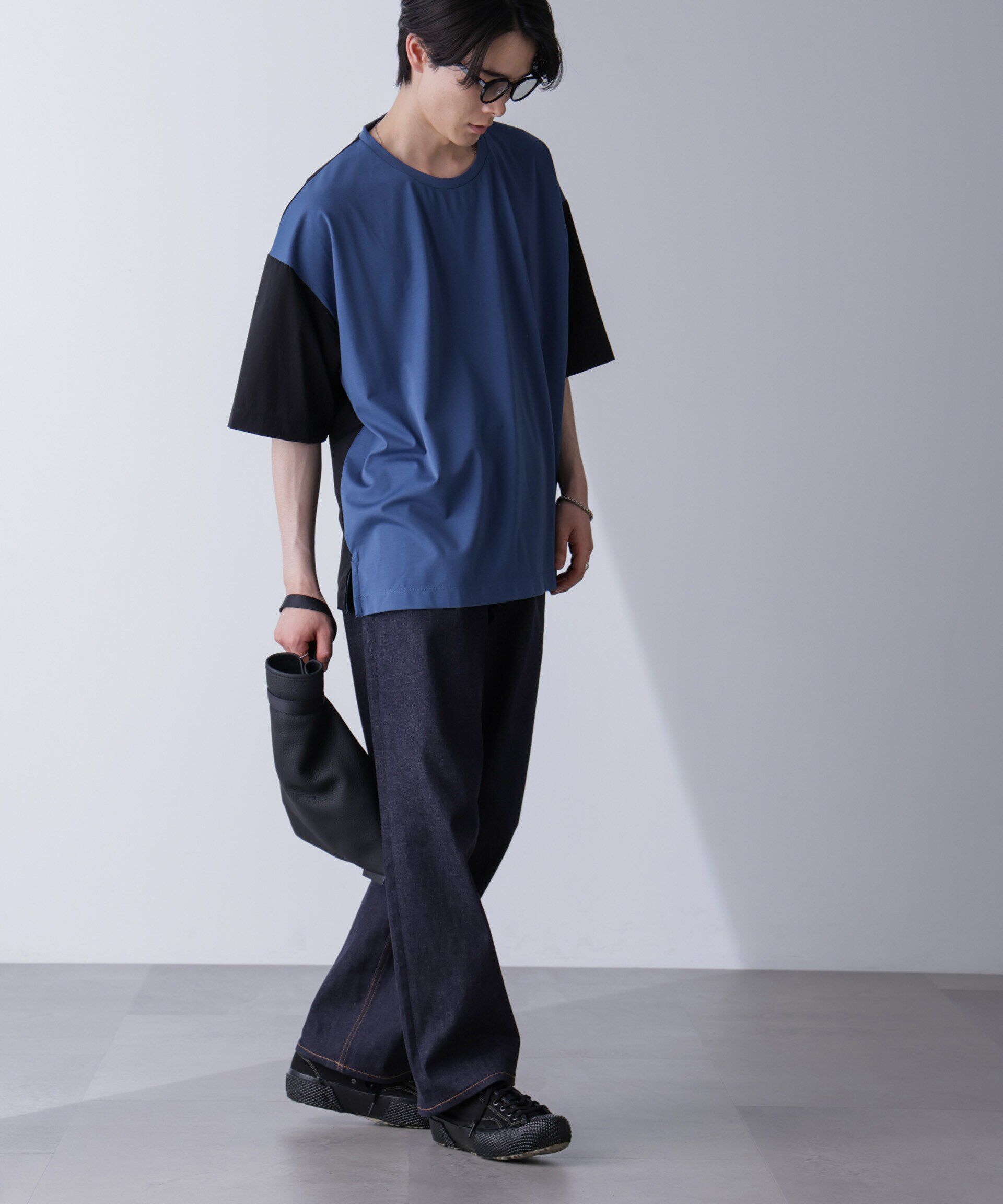 nano･universe「袖切り替えビッグＴシャツ 半袖」|Tシャツ・カットソー|