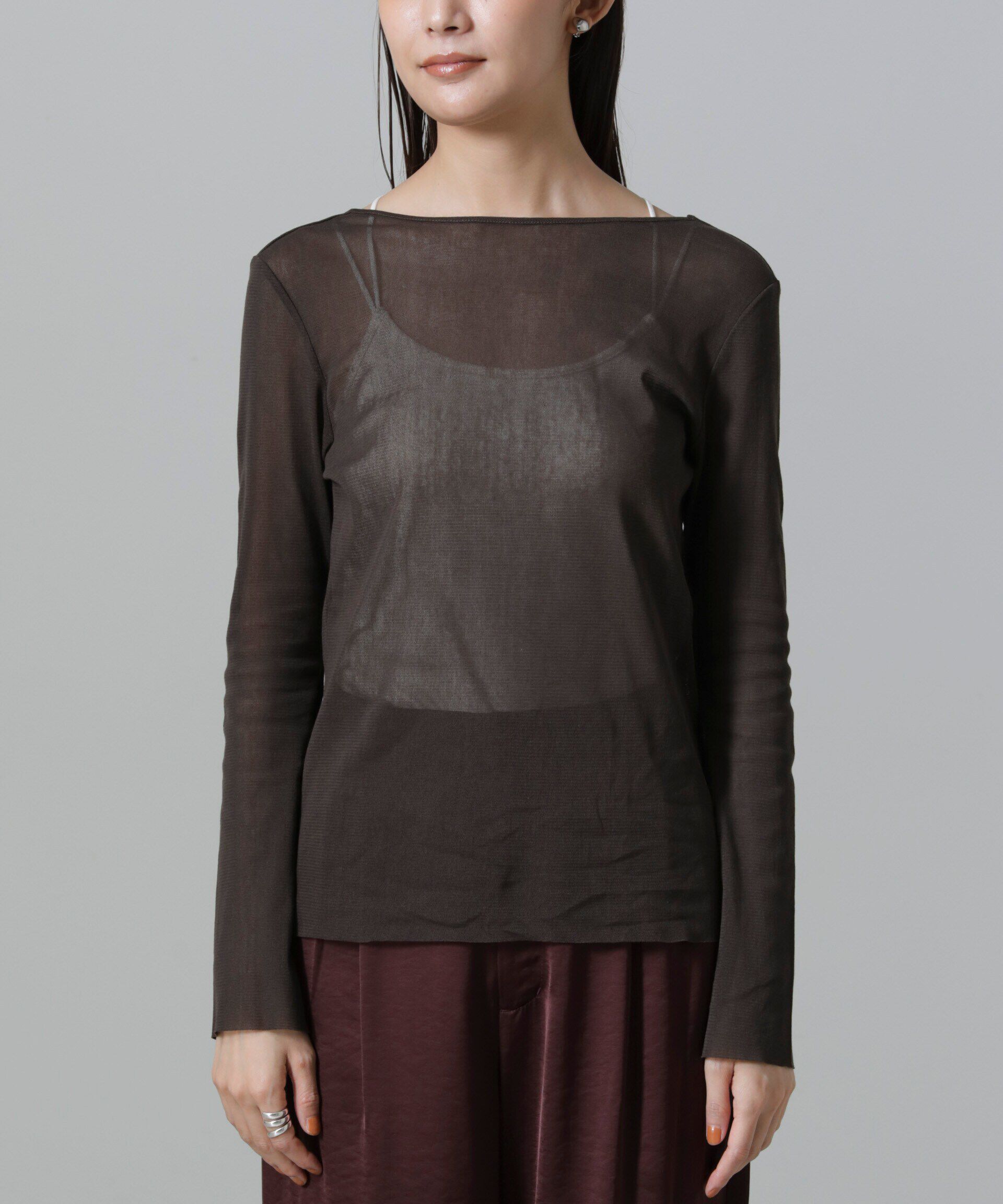 nano･universe「フレアスリーブメッシュトップス」|Tシャツ・カットソー|