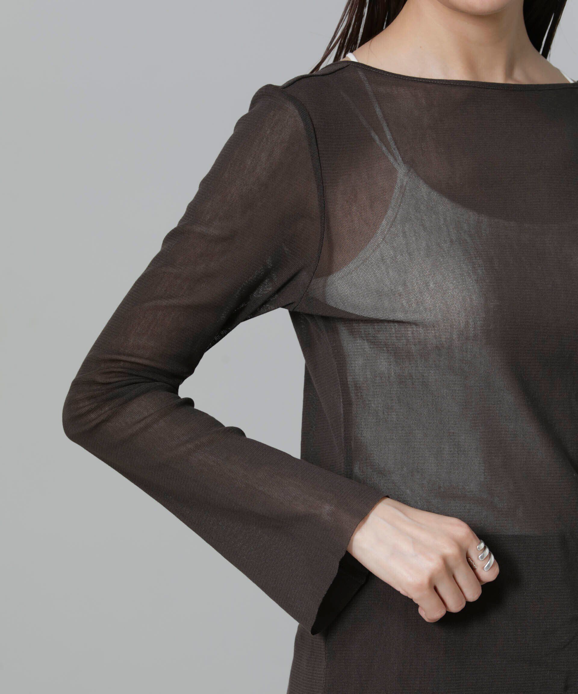 nano･universe「フレアスリーブメッシュトップス」|Tシャツ・カットソー|