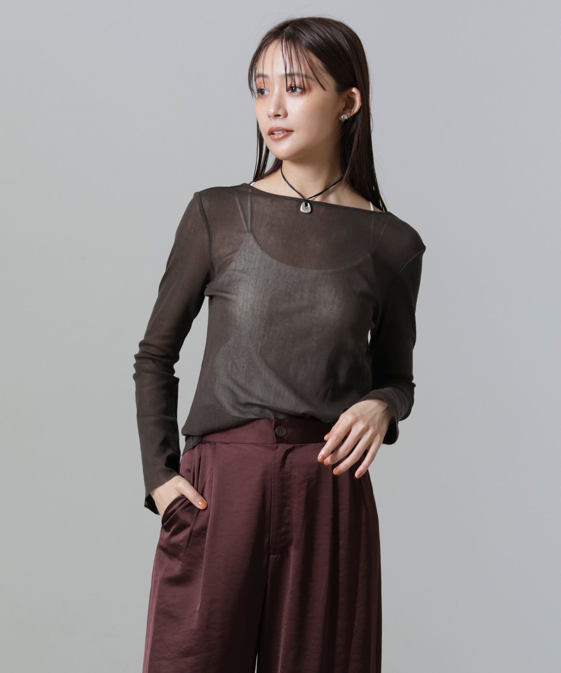 nano･universe「フレアスリーブメッシュトップス」|Tシャツ・カットソー|