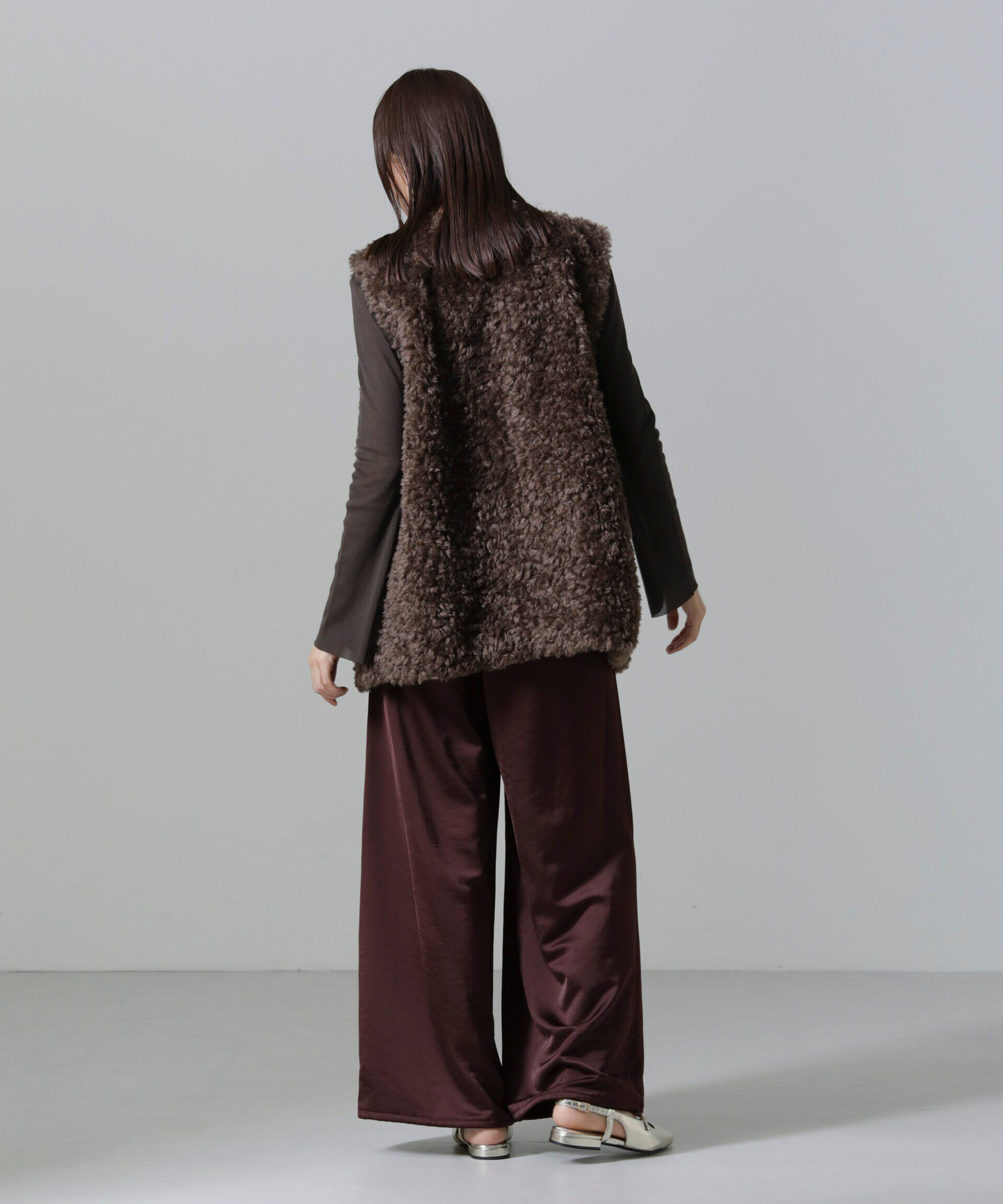 nano･universe「2WAYサテンワイドパンツ」|チノ|