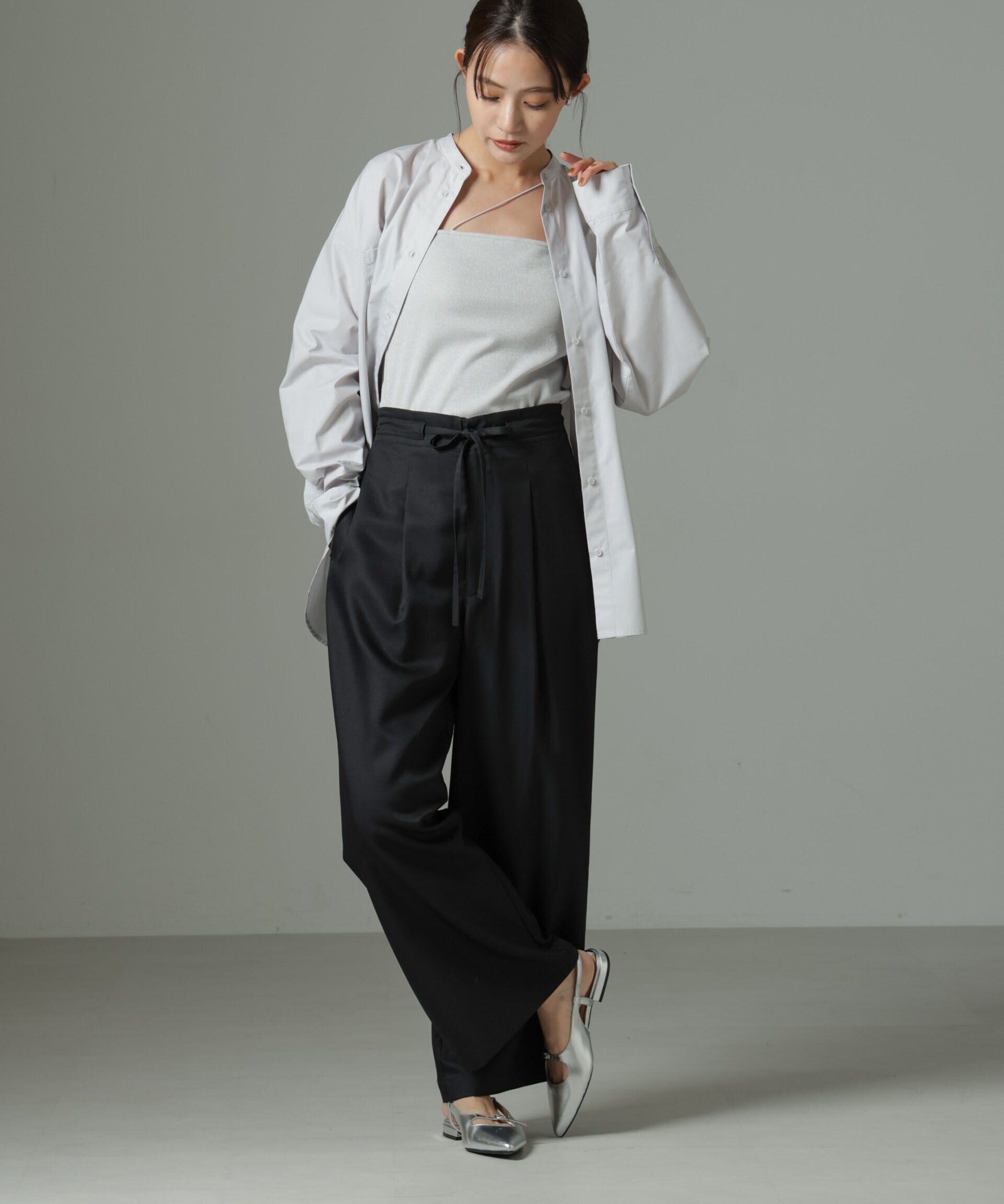 nano･universe「ウエストリボンベルトパンツ（セットアップ可）」|チノ|