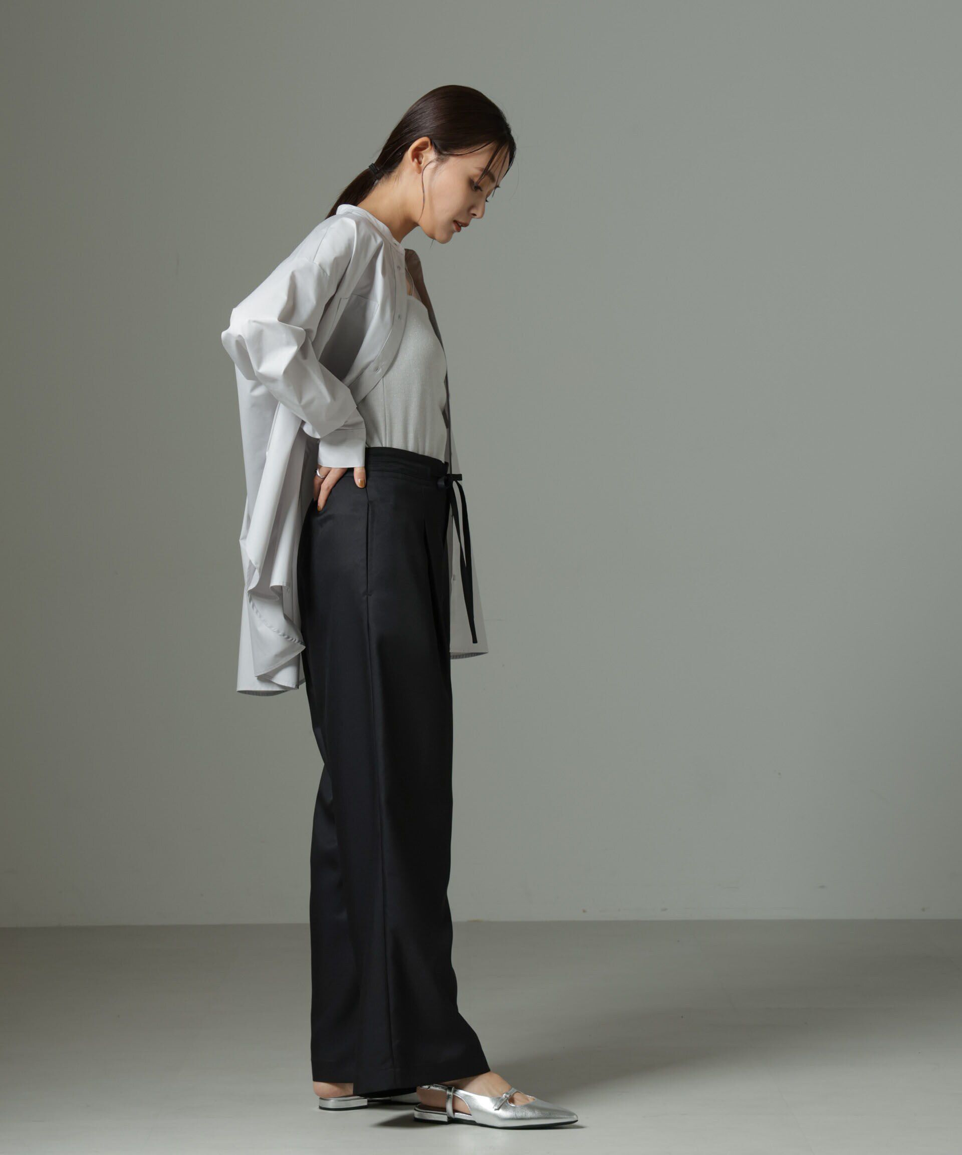 nano･universe「ウエストリボンベルトパンツ（セットアップ可）」|チノ|