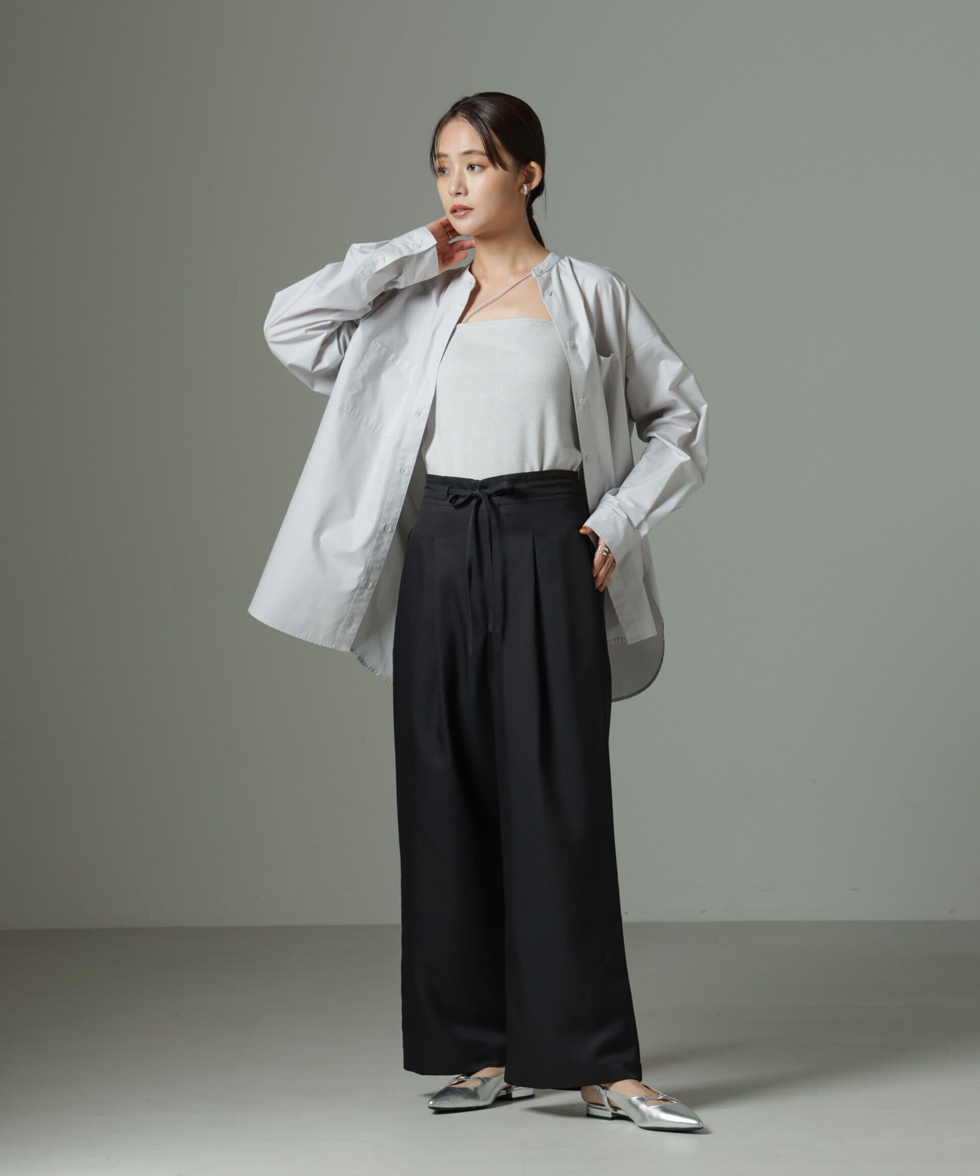 nano･universe「ウエストリボンベルトパンツ（セットアップ可）」|チノ|