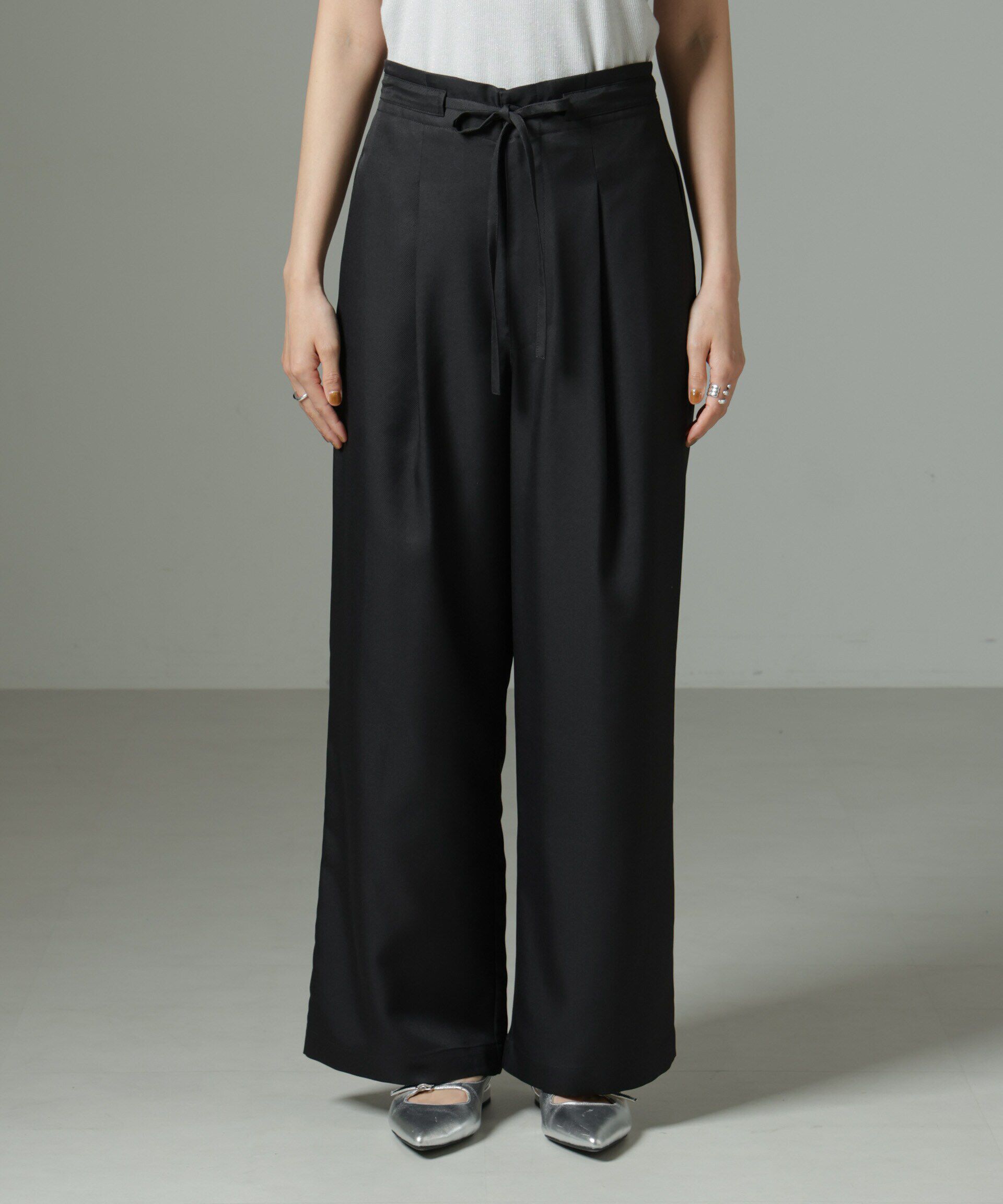 nano･universe「ウエストリボンベルトパンツ（セットアップ可）」|チノ|