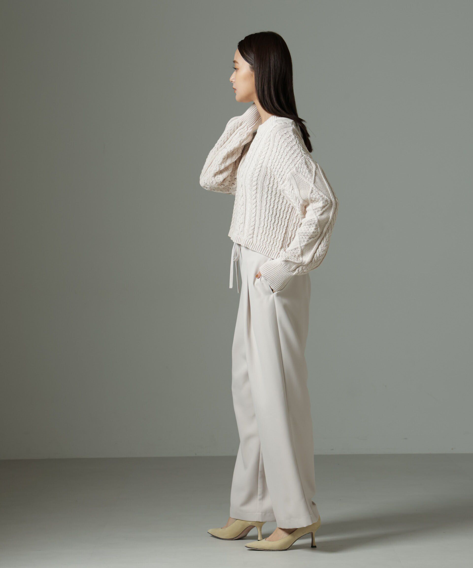 nano･universe「ウエストリボンベルトパンツ（セットアップ可）」|チノ|