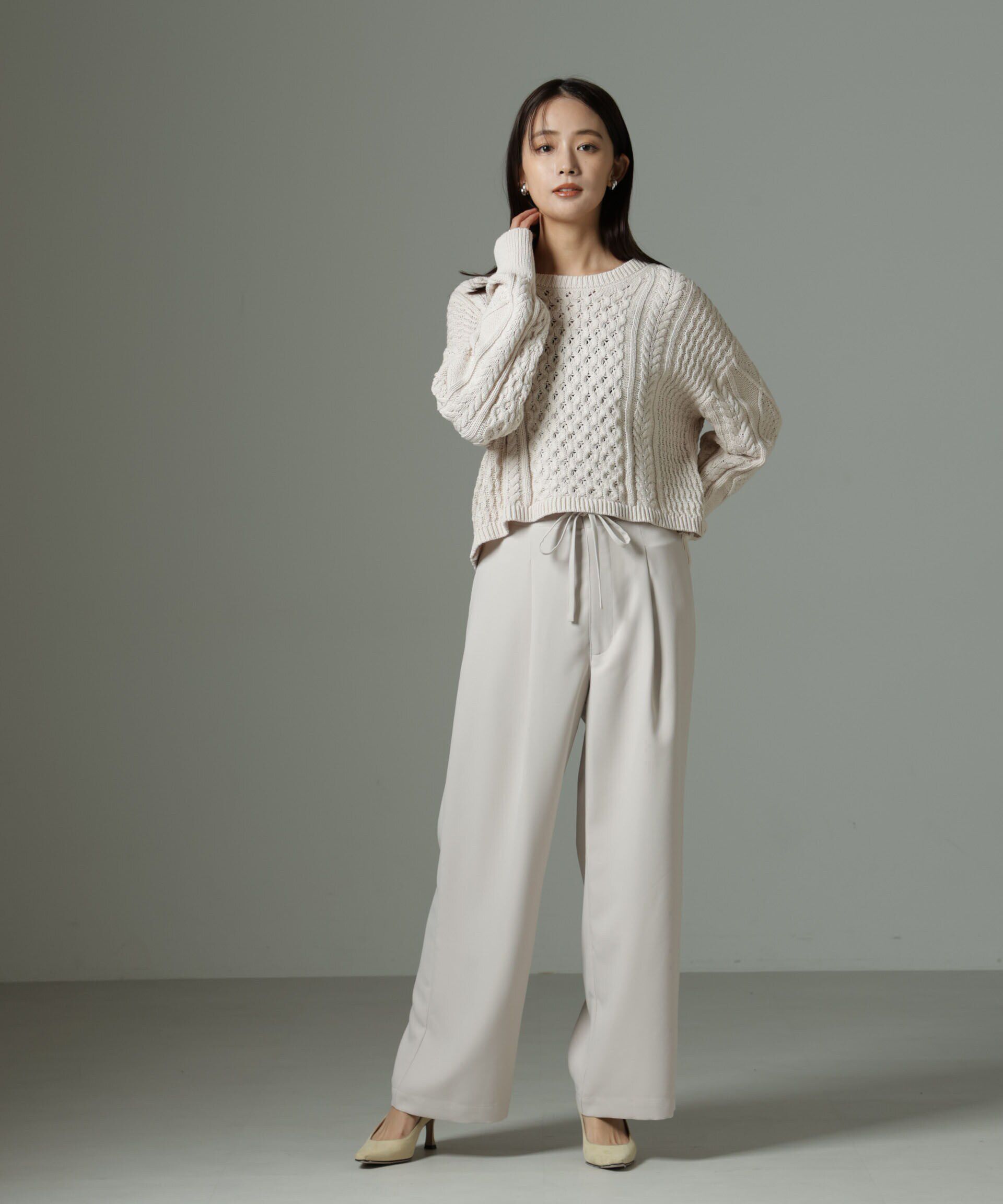 nano･universe「ウエストリボンベルトパンツ（セットアップ可）」|チノ|