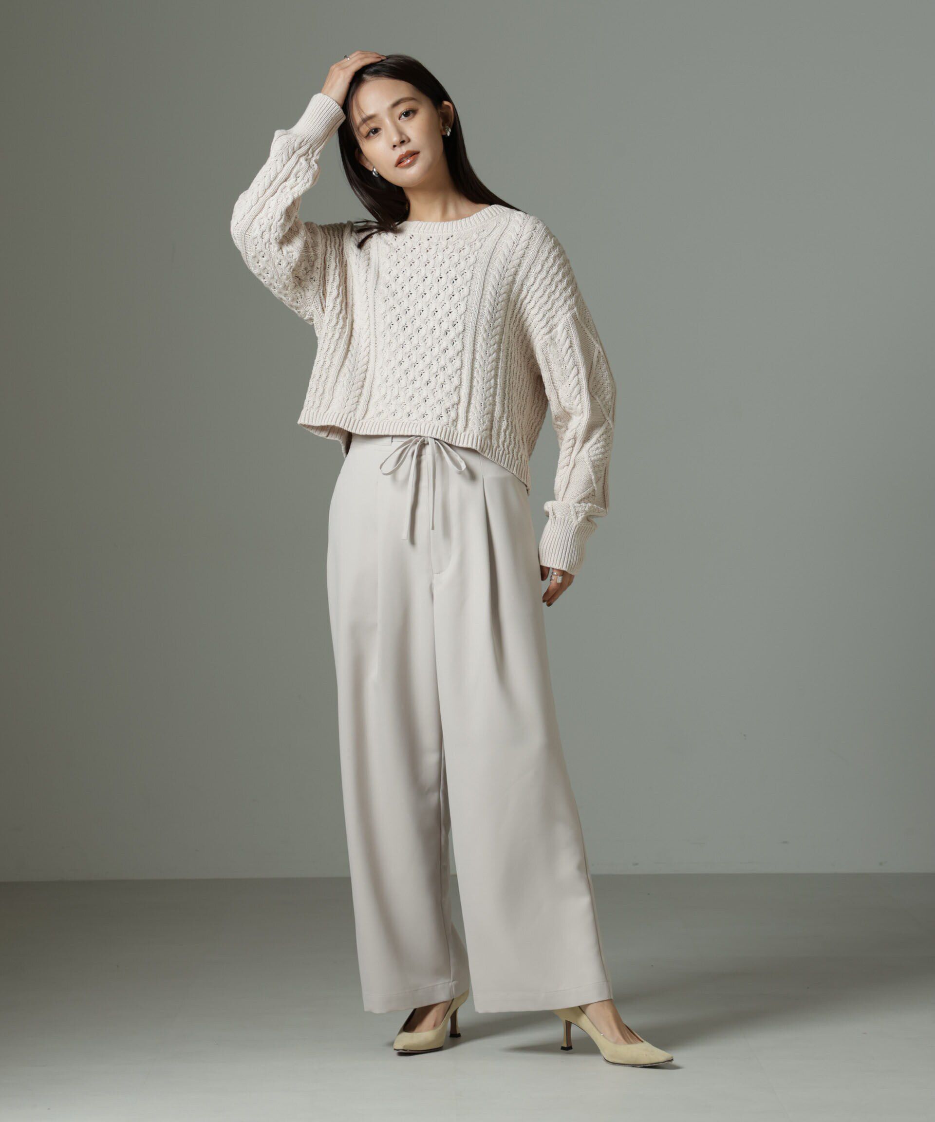 nano･universe「ウエストリボンベルトパンツ（セットアップ可）」|チノ|