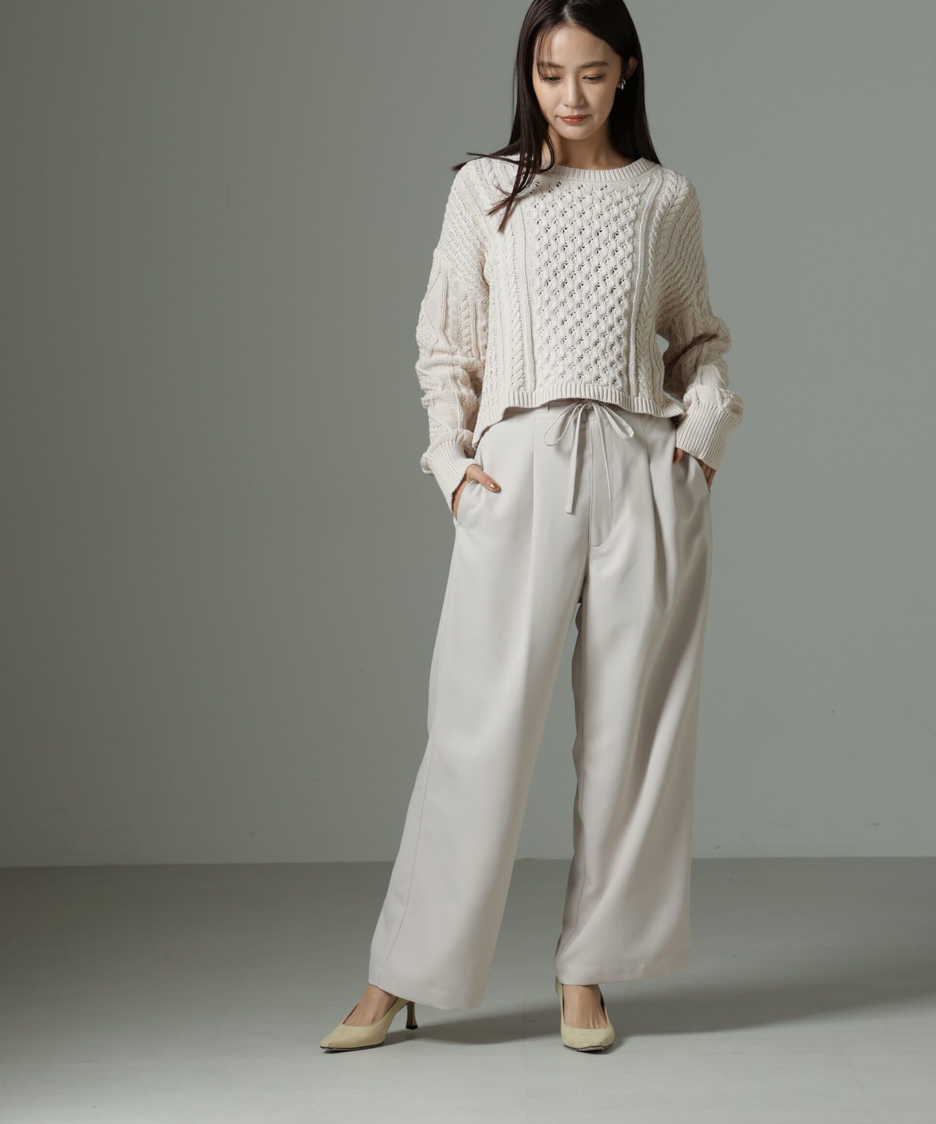 nano･universe「ウエストリボンベルトパンツ（セットアップ可）」|チノ|