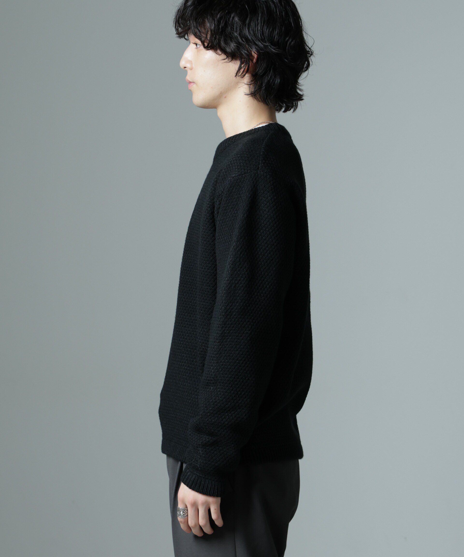 nano･universe「ダイヤ鹿の子ニット」|ニット・セーター|