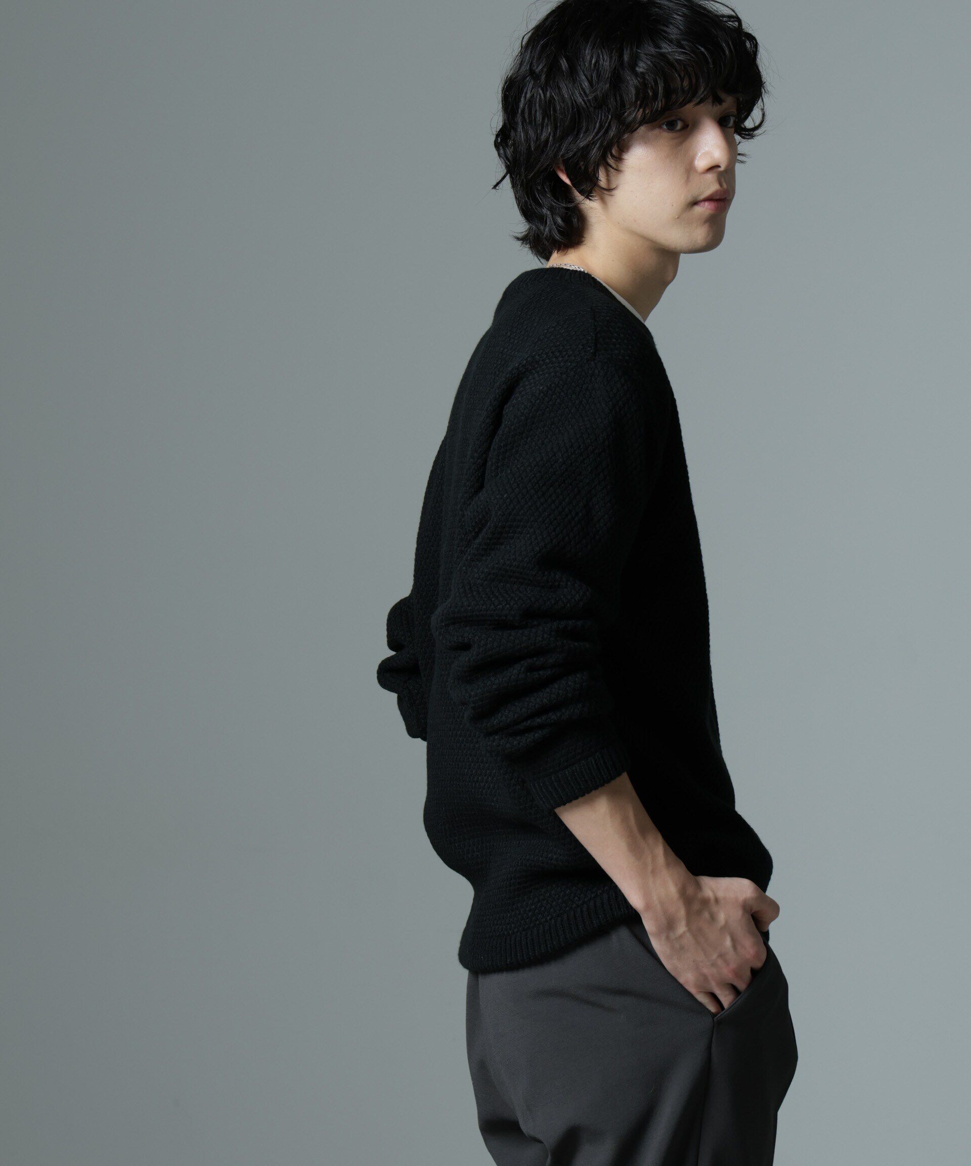 nano･universe「ダイヤ鹿の子ニット」|ニット・セーター|