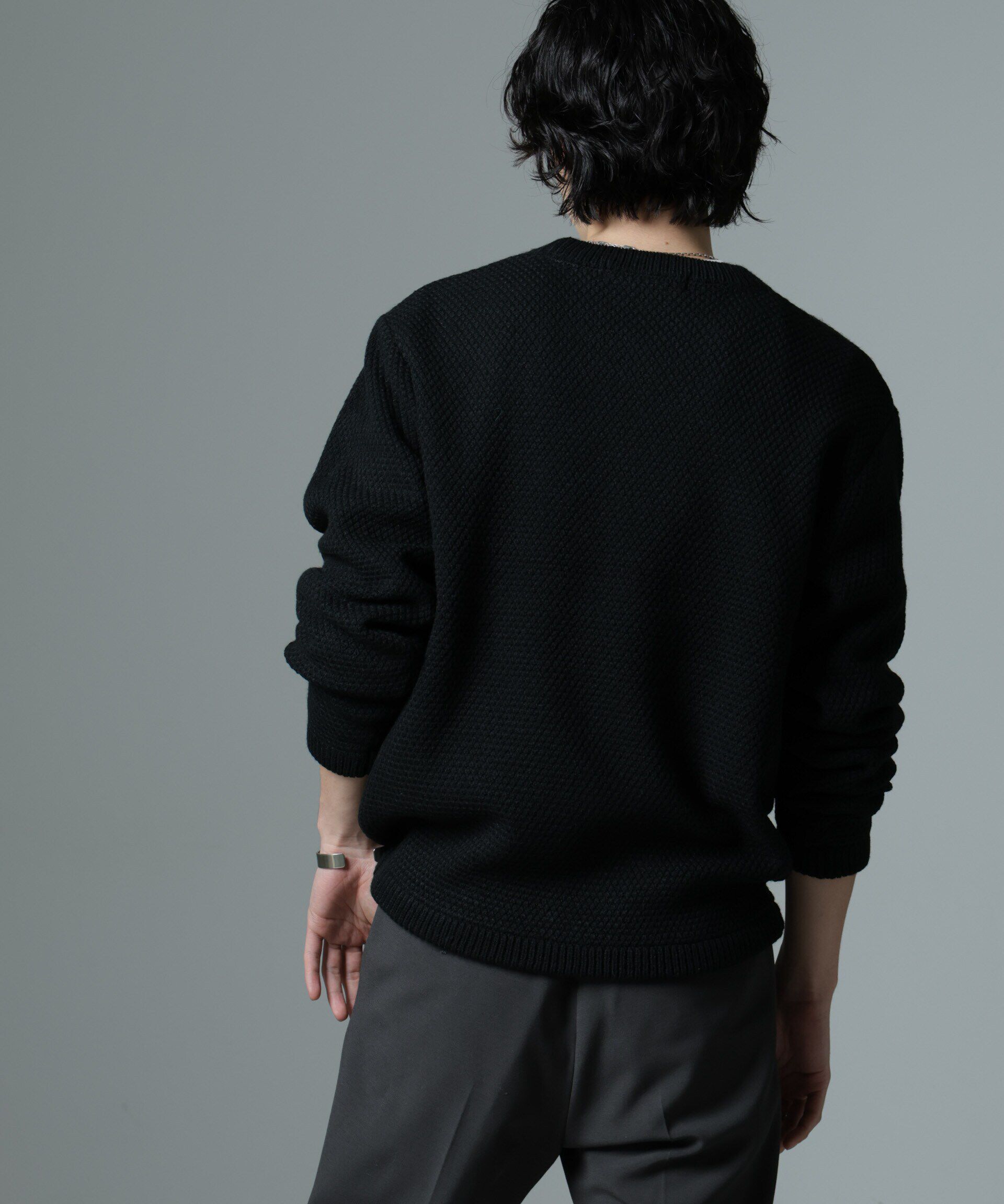 nano･universe「ダイヤ鹿の子ニット」|ニット・セーター|