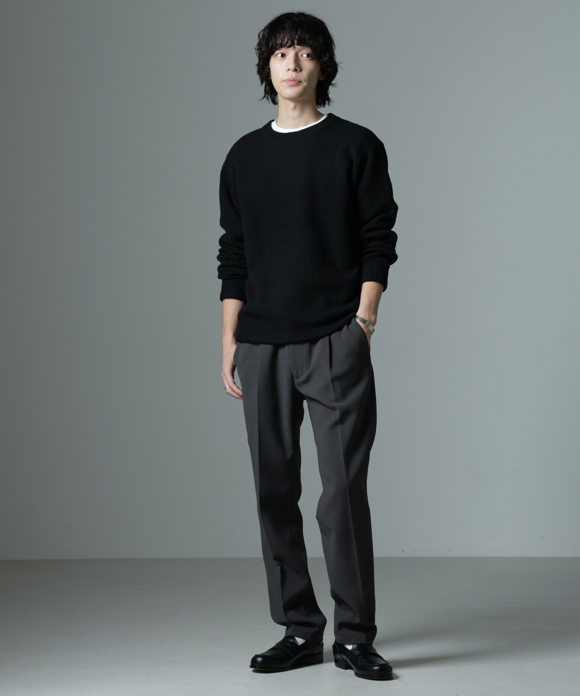 nano･universe「ダイヤ鹿の子ニット」|ニット・セーター|