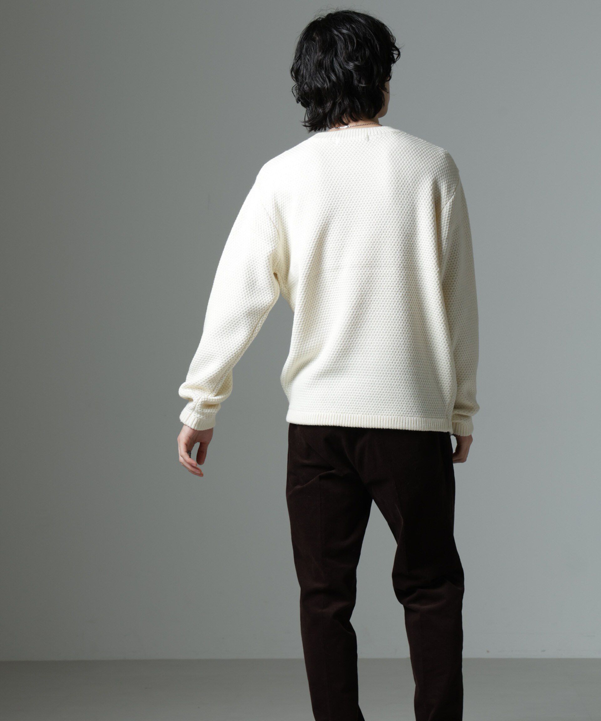 nano･universe「ダイヤ鹿の子ニット」|ニット・セーター|