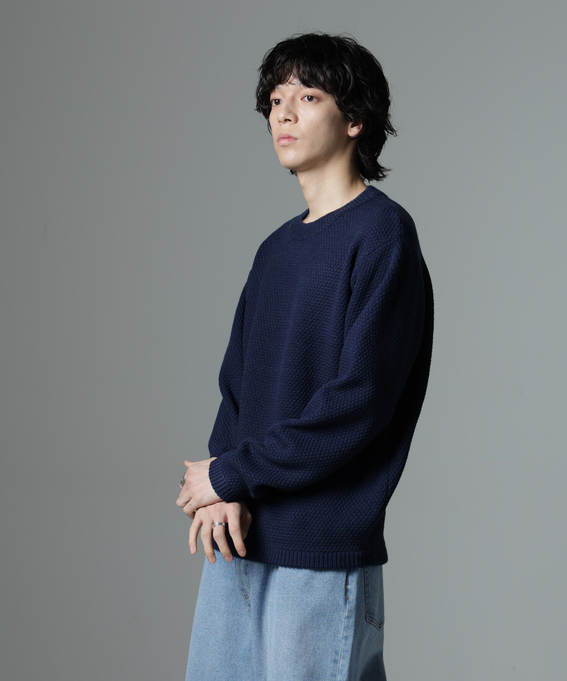 nano･universe「ダイヤ鹿の子ニット」|ニット・セーター|