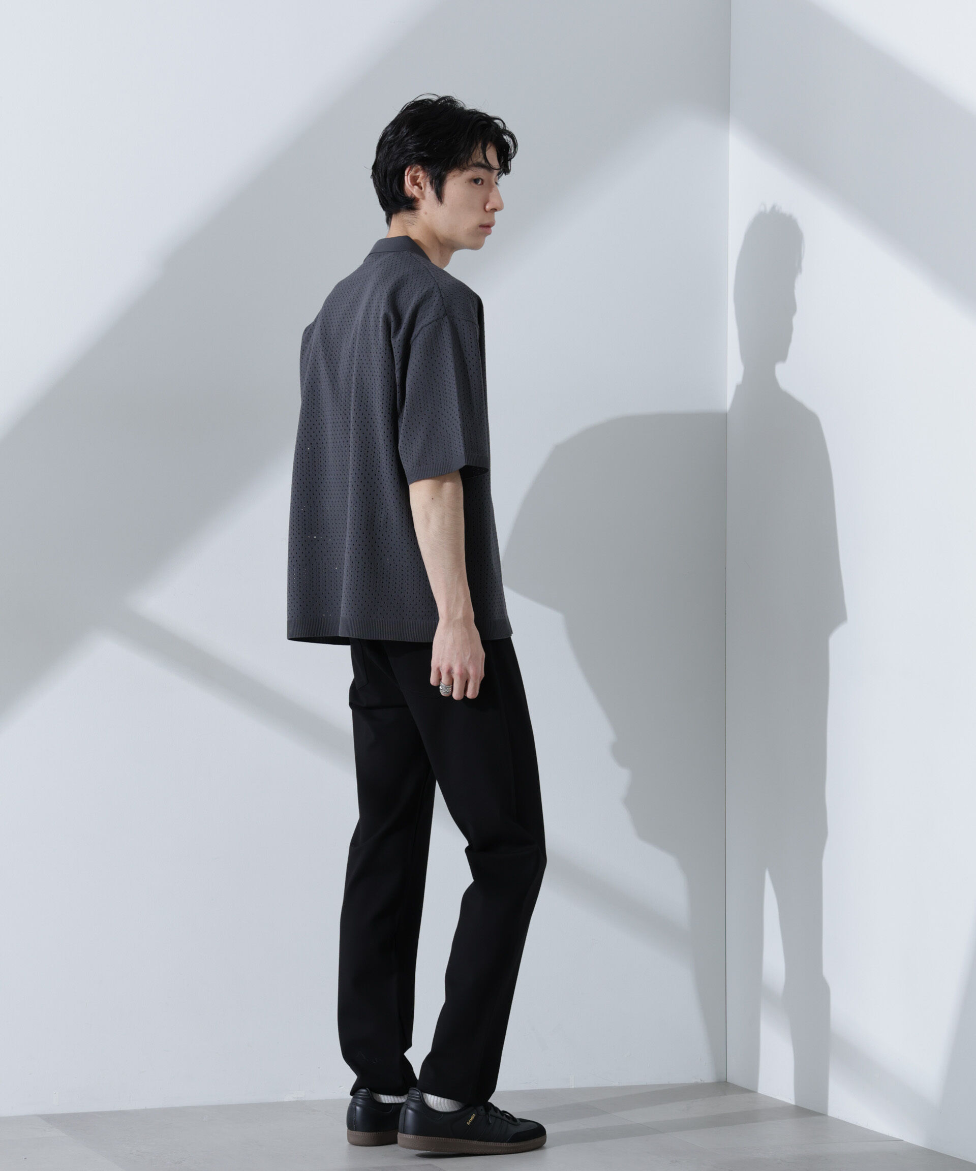 nano･universe「スキッパーテックニットポロシャツ/半袖」|ニット・セーター|