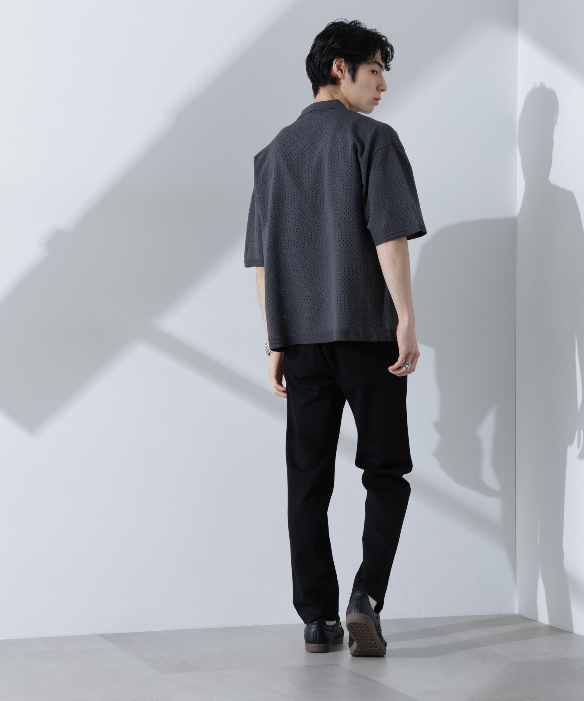 nano･universe「スキッパーテックニットポロシャツ/半袖」|ニット・セーター|