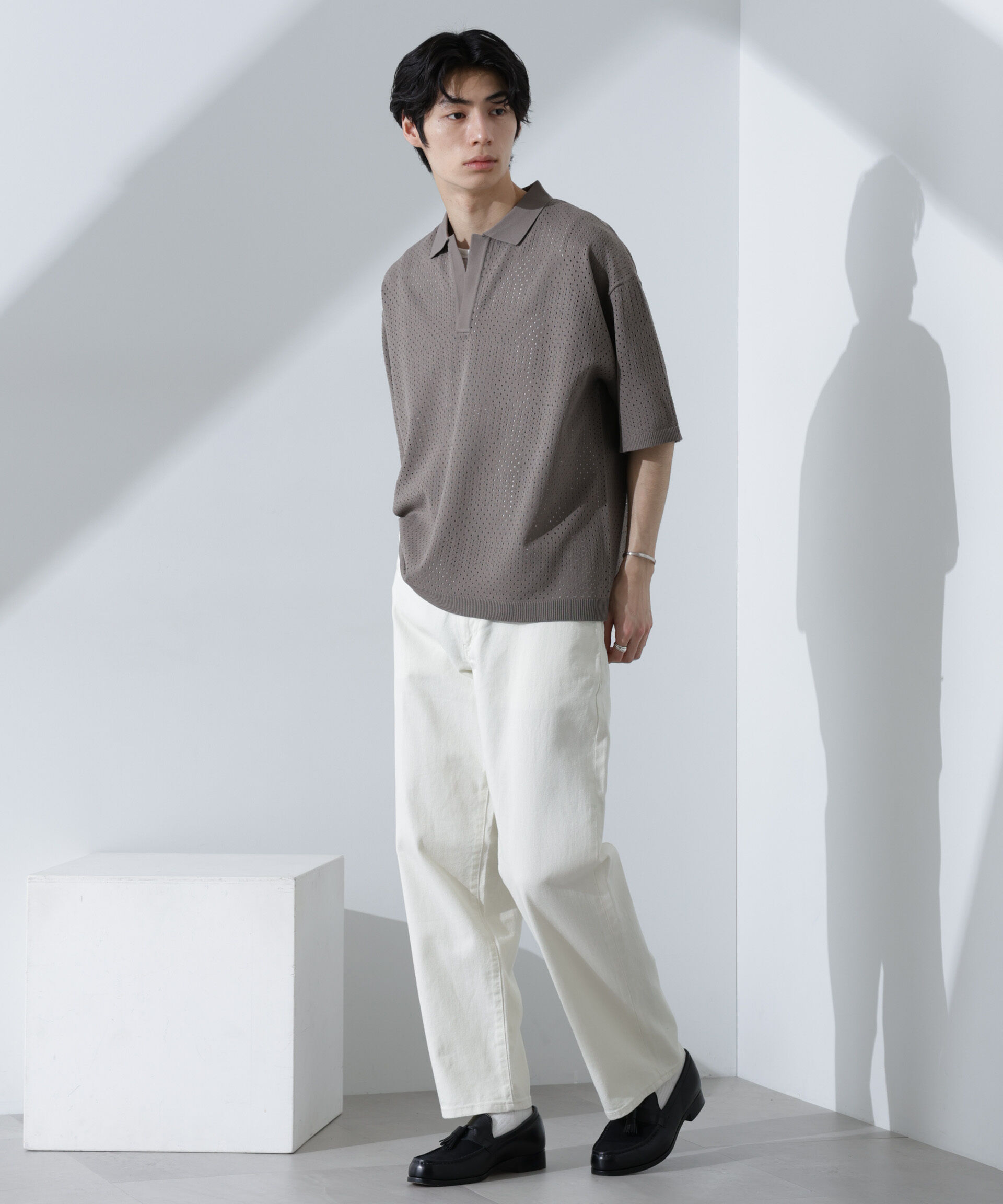 nano･universe「スキッパーテックニットポロシャツ/半袖」|ニット・セーター|