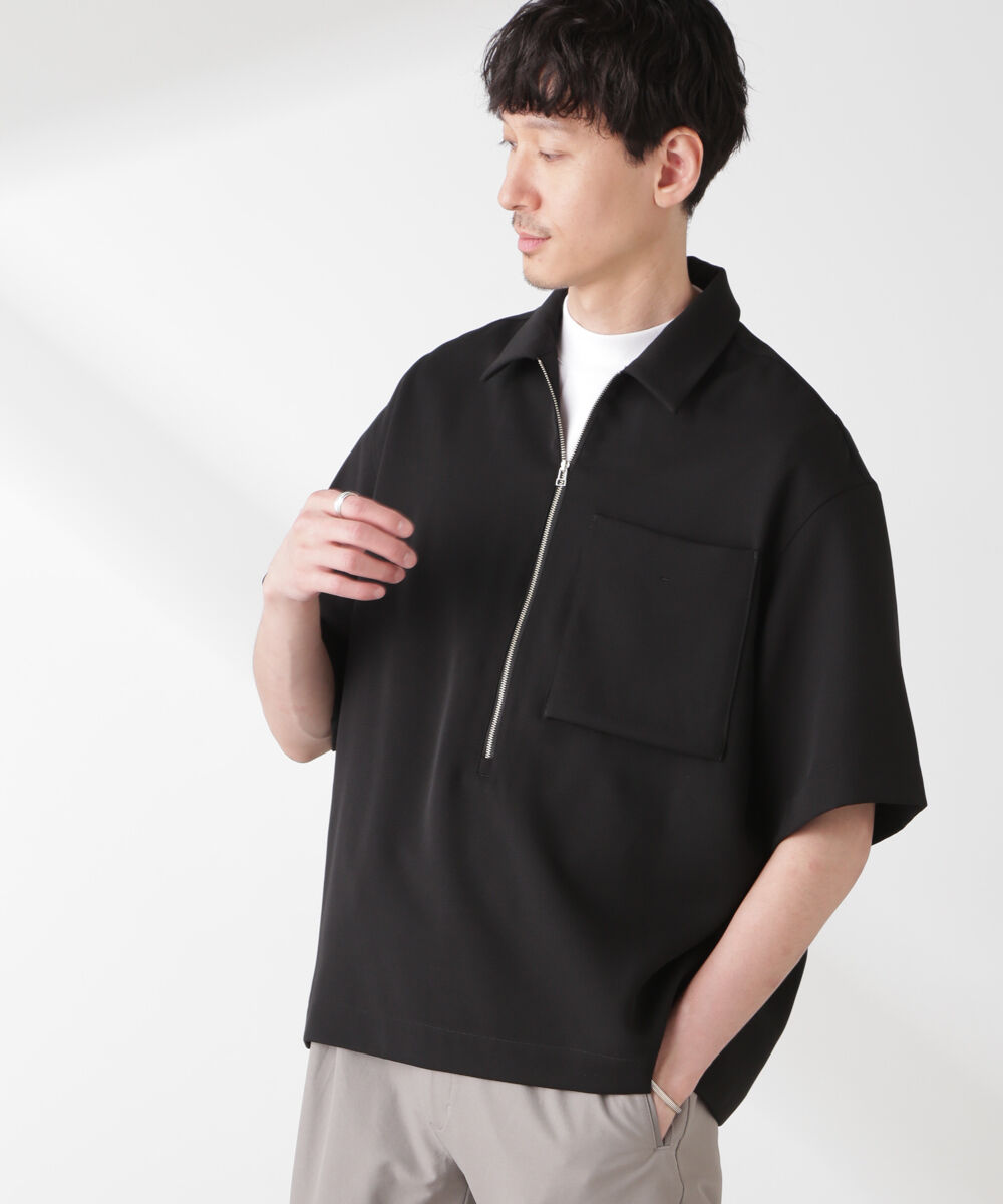 nano･universe「Epoche ハーフZIPシャツ」|シャツ・ブラウス|ブラック