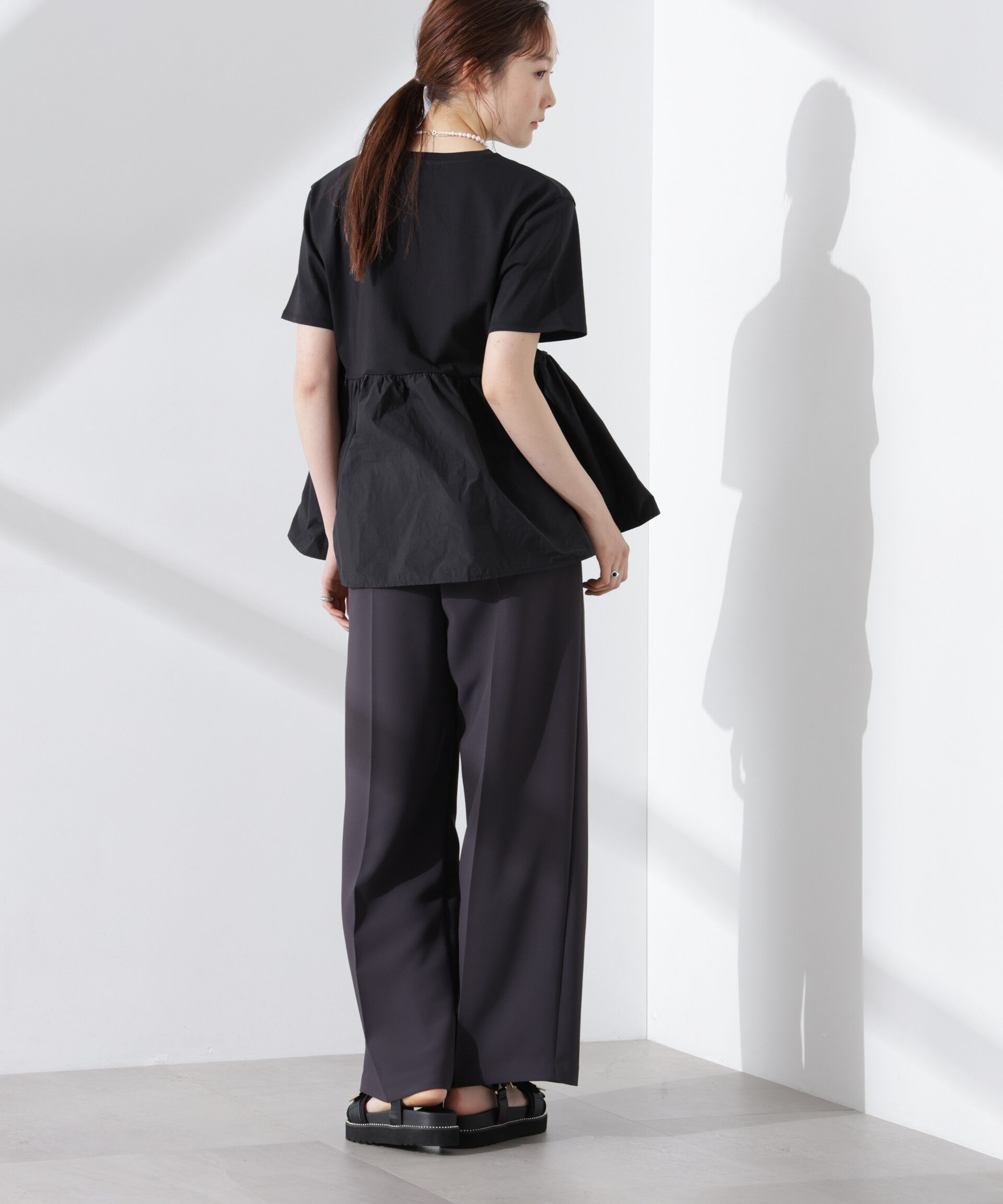 nano･universe「布帛コンビギャザー切替カットトップス」|Tシャツ・カットソー|