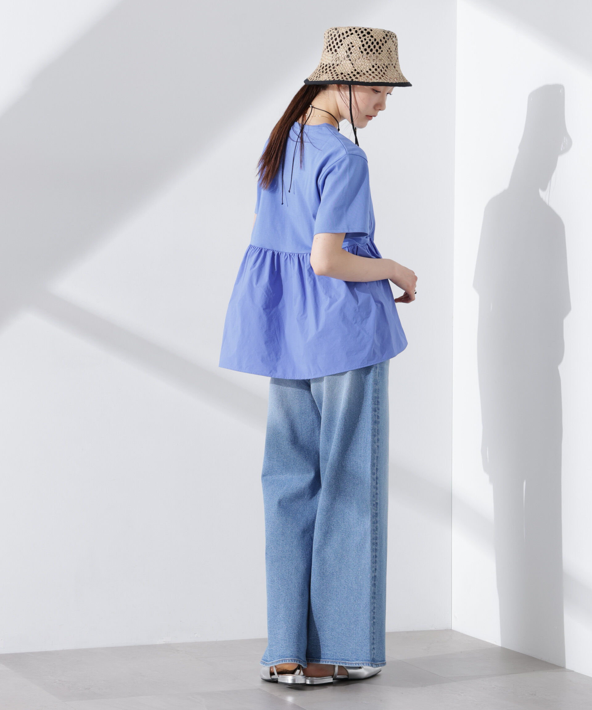 nano･universe「布帛コンビギャザー切替カットトップス」|Tシャツ・カットソー|