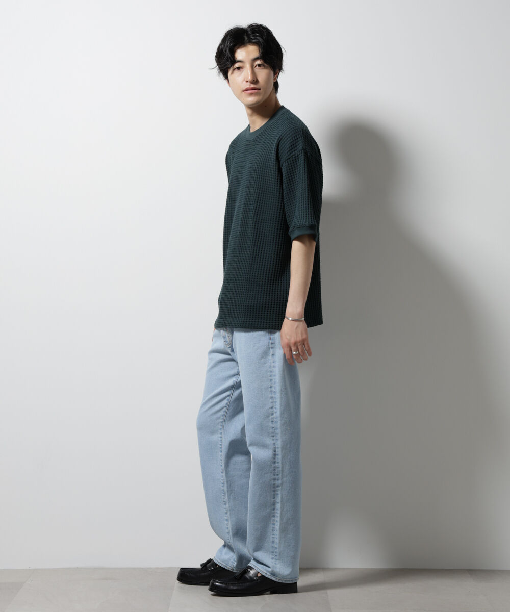 nano･universe「オニワッフルビッグTシャツ 五分袖」|Tシャツ・カットソー|