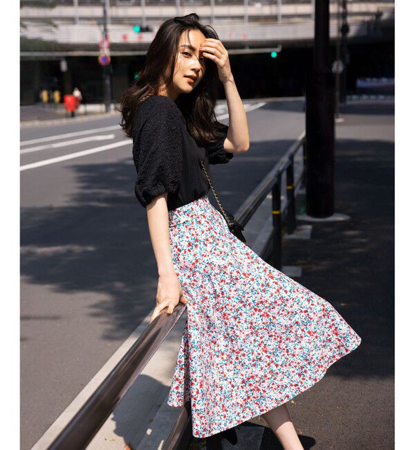 組曲「【23AW】フラワープリント ドラマティック スカート」|スカート|ピンク系5