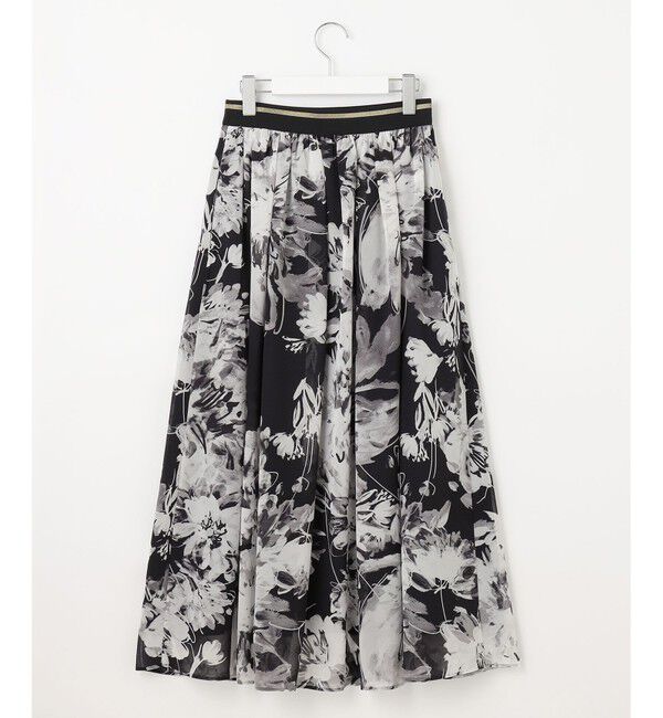 自由区「【ウエストゴム・洗える】ピオニーフローラルプリント  スカート」|スカート|