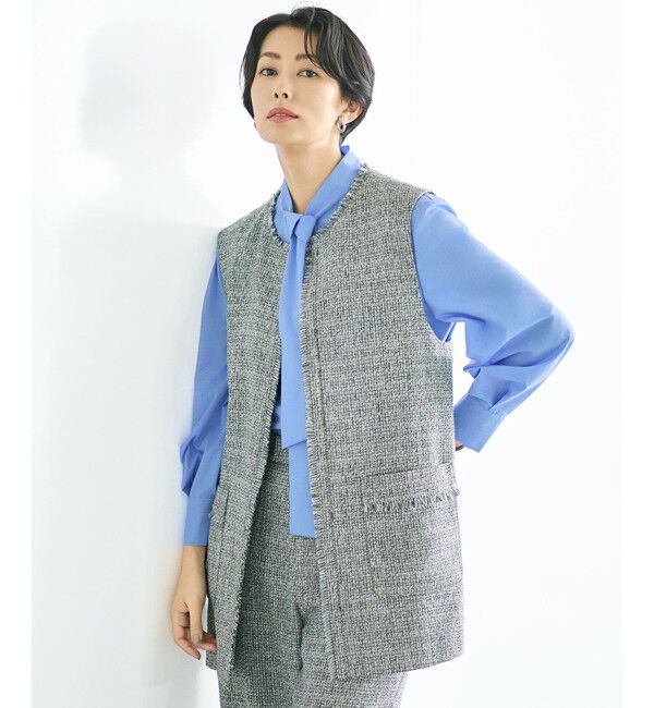 自由区「【カタログ掲載・セットアップ対応】ライトミックスツイード ジレ」|ベスト・ジレ|モノトーン