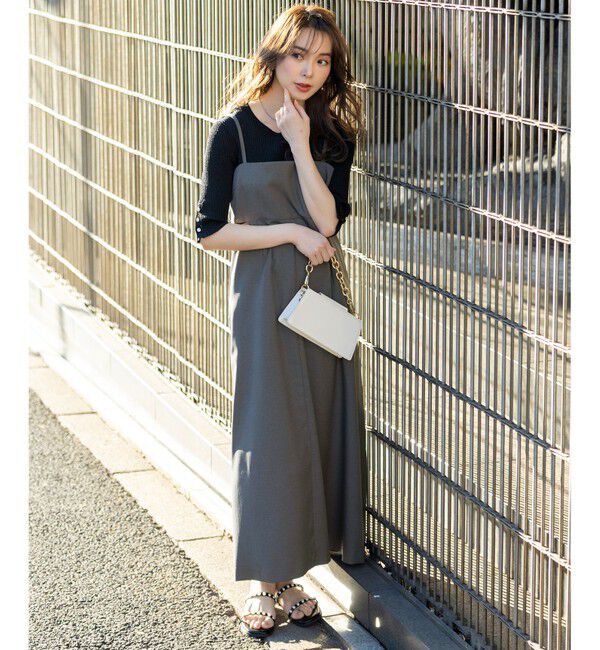 ANY SIS「【洗える・2SET】カットデザインスタイルアップ ワンピース&times;ニット」|スーツ|