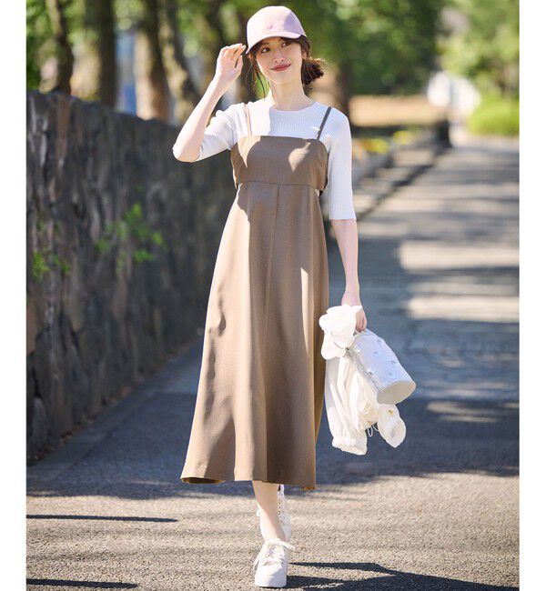 ANY SIS「【洗える・2SET】カットデザインスタイルアップ ワンピース&times;ニット」|スーツ|ﾓｶ&times;ｱｲﾎﾞ