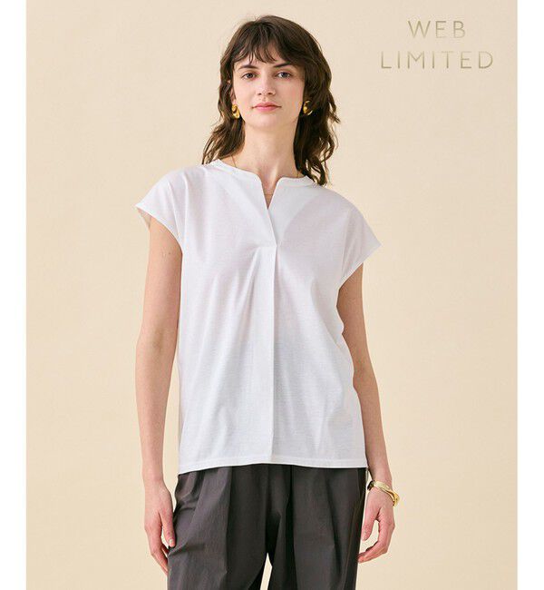 BEIGE,「【WEB限定・洗える】MELISSA / バックシフォンスキッパー半袖トップス」|Tシャツ・カットソー|White