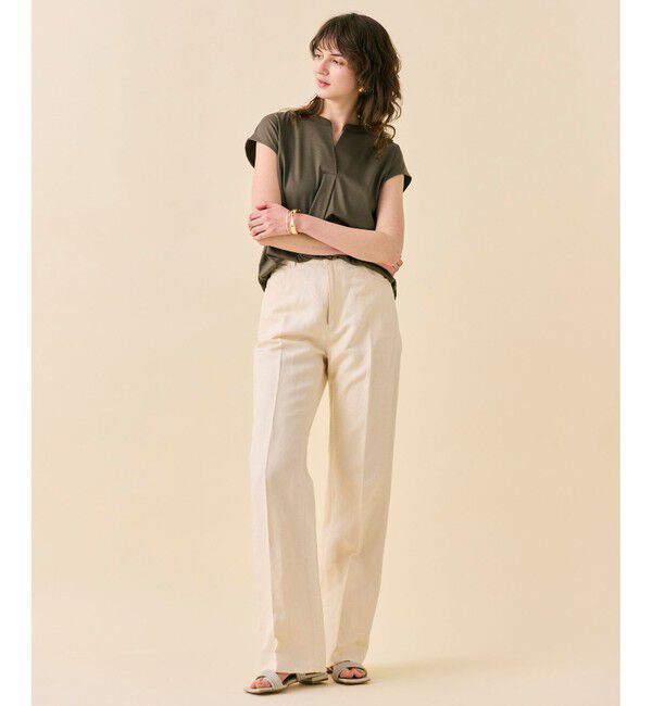 BEIGE,「【WEB限定・洗える】MELISSA / バックシフォンスキッパー半袖トップス」|Tシャツ・カットソー|