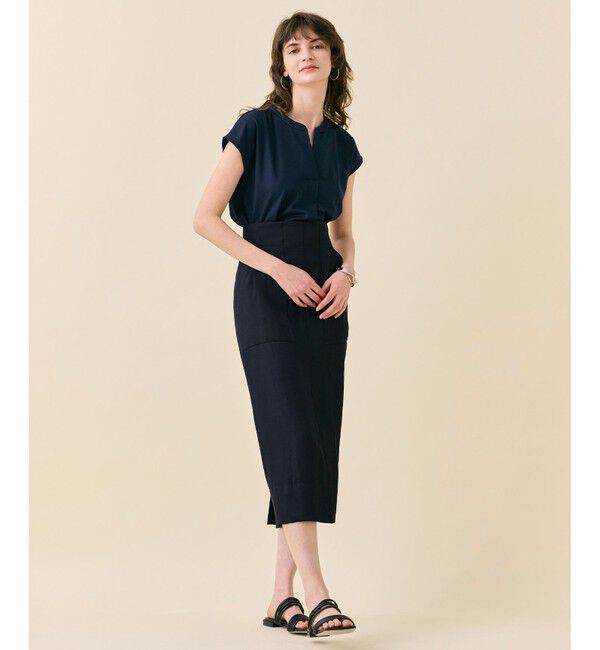 BEIGE,「【WEB限定・洗える】MELISSA / バックシフォンスキッパー半袖トップス」|Tシャツ・カットソー|