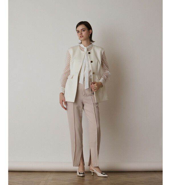  「ダンボールニットジレジャケット」|ノーカラージャケット|