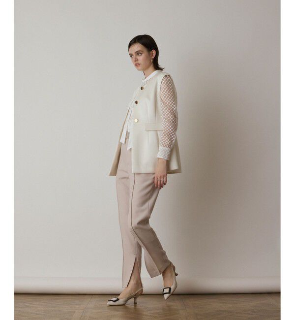  「ダンボールニットジレジャケット」|ノーカラージャケット|