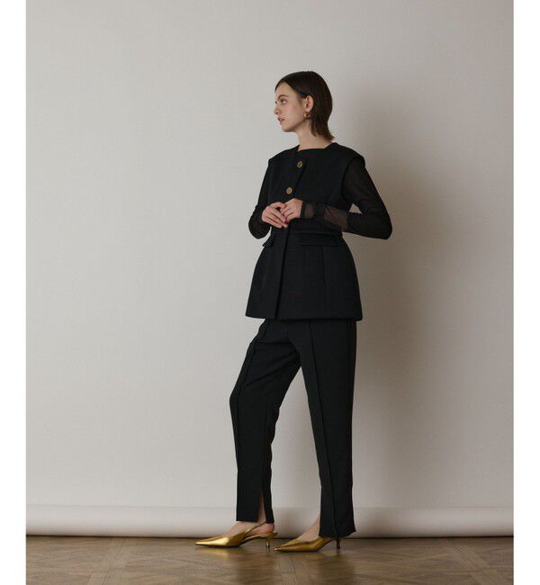  「ダンボールニットジレジャケット」|ノーカラージャケット|