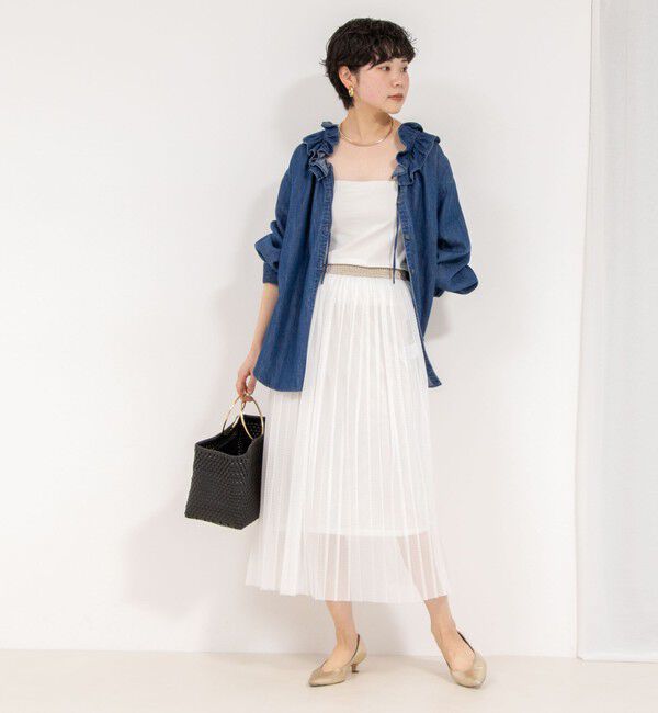 Rie Miller「ウォッシャブルラッセルチュールプリーツスカート」|スカート|