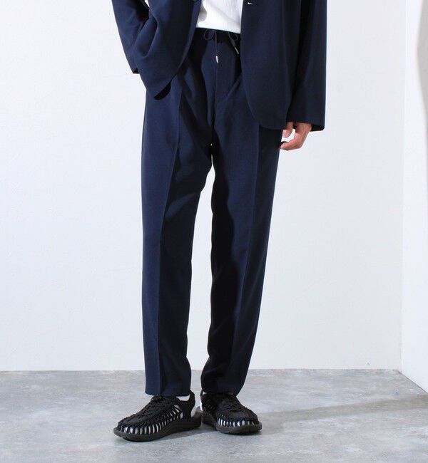 GLOSTER「【セットアップ着用可能】【GLOSTER/グロスター】ノーカラーセットパンツ イージーパンツ」|チノ|ネイビー