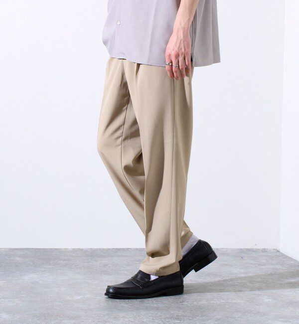 GLOSTER「【セットアップ着用可能】【GLOSTER/グロスター】ノーカラーセットパンツ イージーパンツ」|チノ|ベージュ