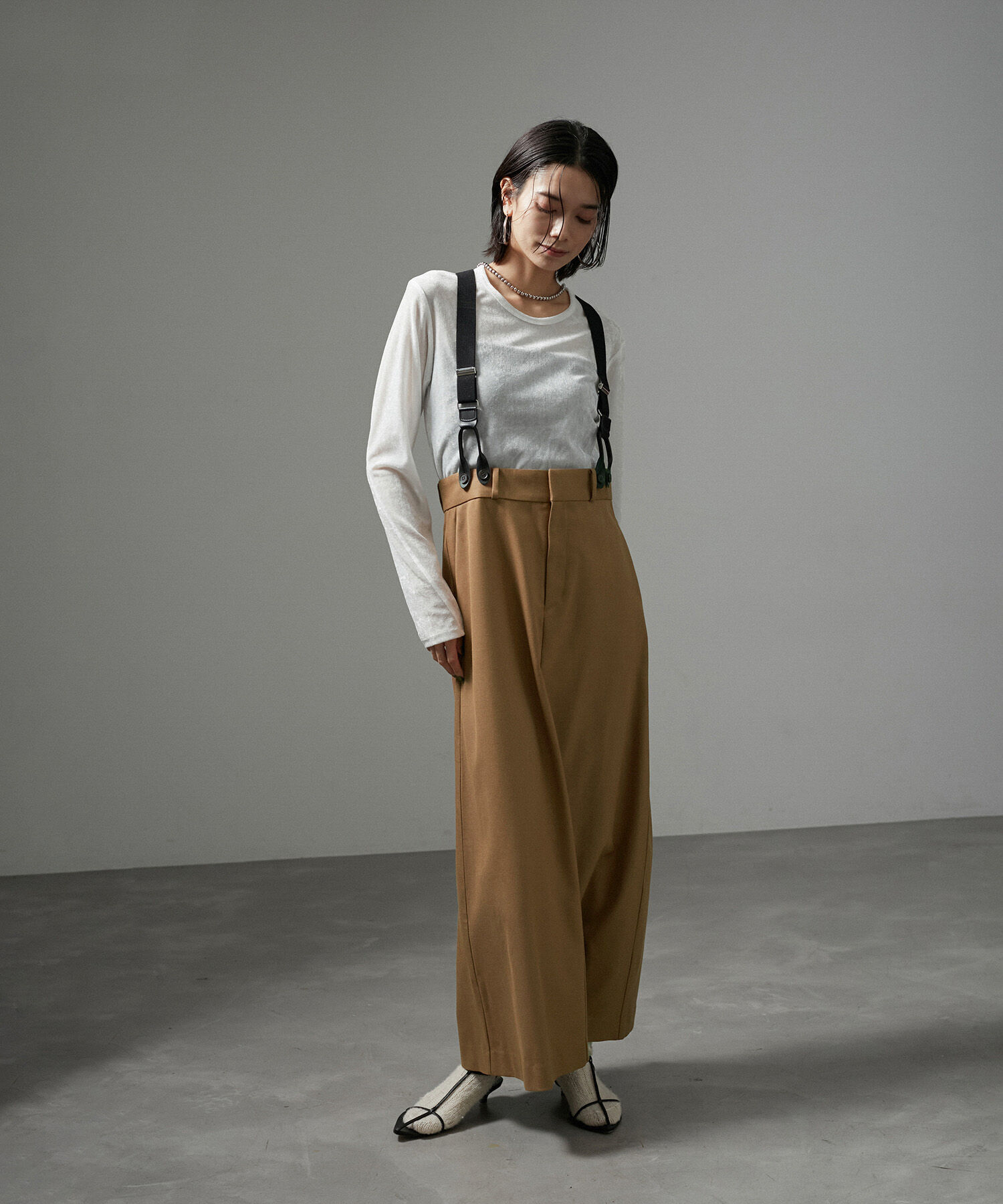 SALON adam et rope'「【WEB限定】サスペンダートラペーズスカート」|スカート|