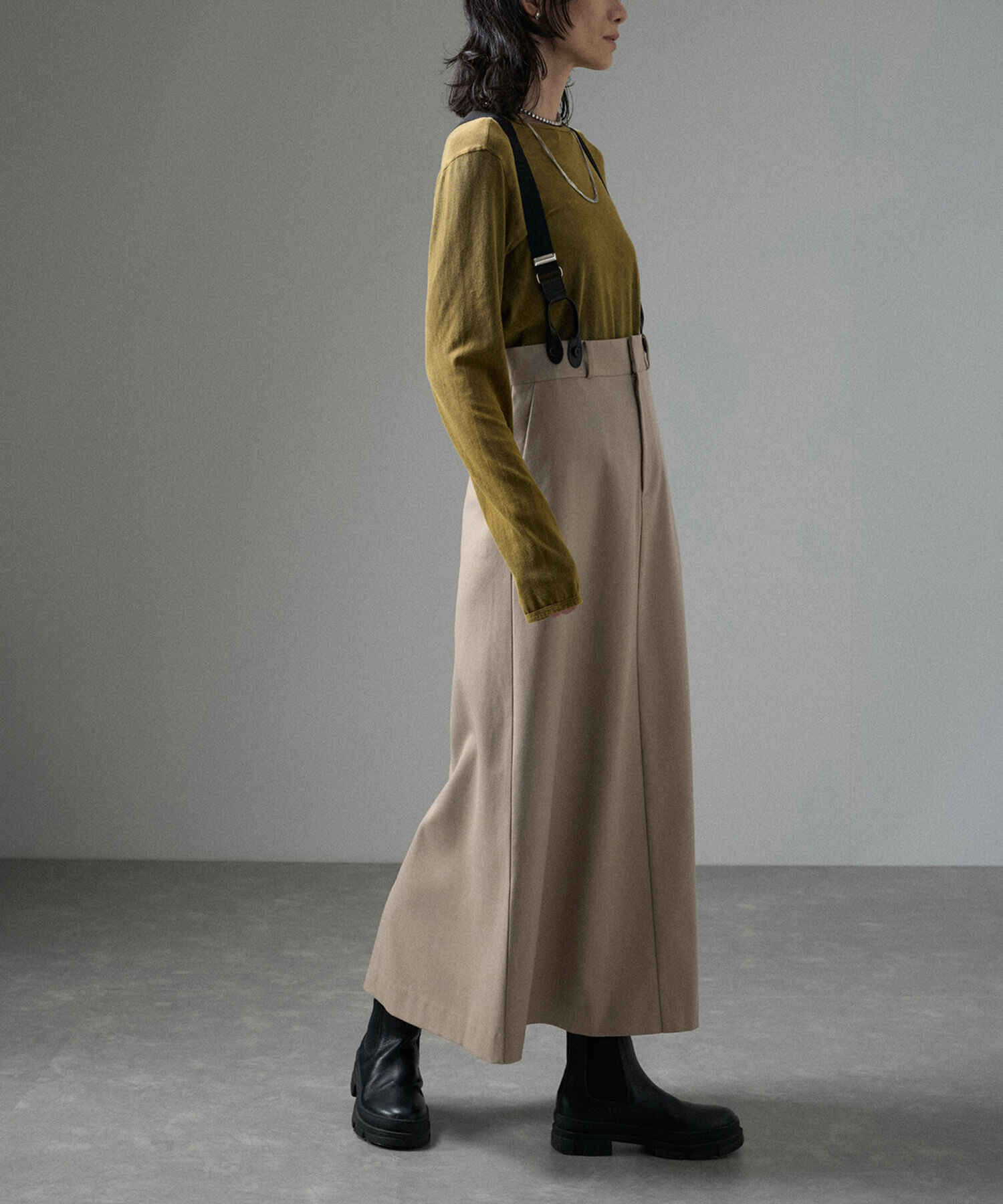 SALON adam et rope'「【WEB限定】サスペンダートラペーズスカート」|スカート|ベージュ系(28)