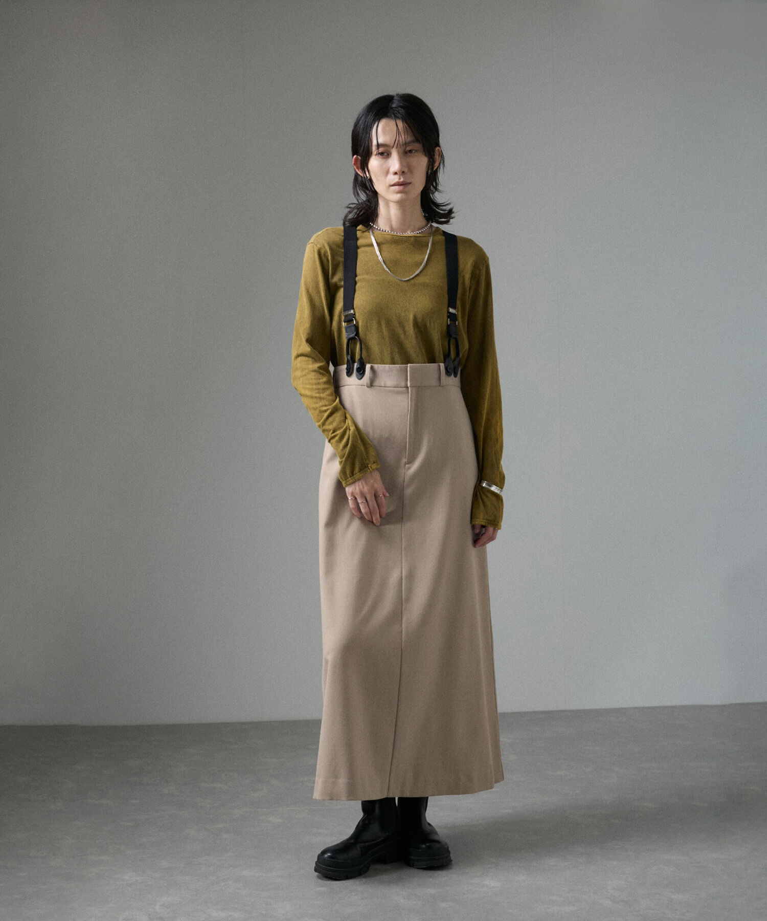 SALON adam et rope'「【WEB限定】サスペンダートラペーズスカート」|スカート|
