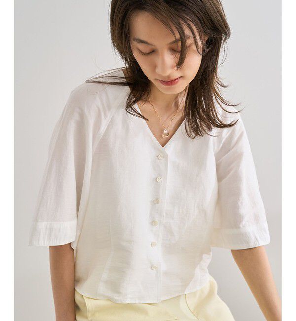 ROPE「カーディ半袖ブラウス/洗える」|シャツ・ブラウス|