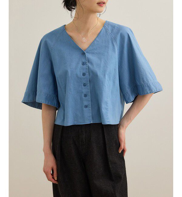 ROPE「カーディ半袖ブラウス/洗える」|シャツ・ブラウス|