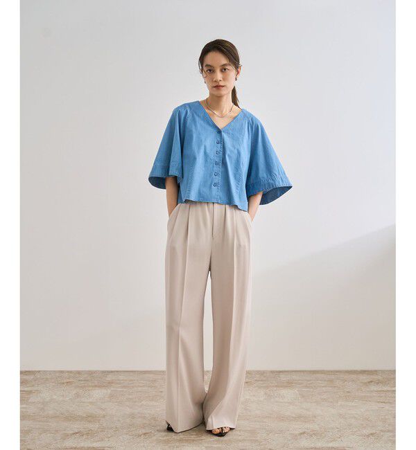 ROPE「カーディ半袖ブラウス/洗える」|シャツ・ブラウス|