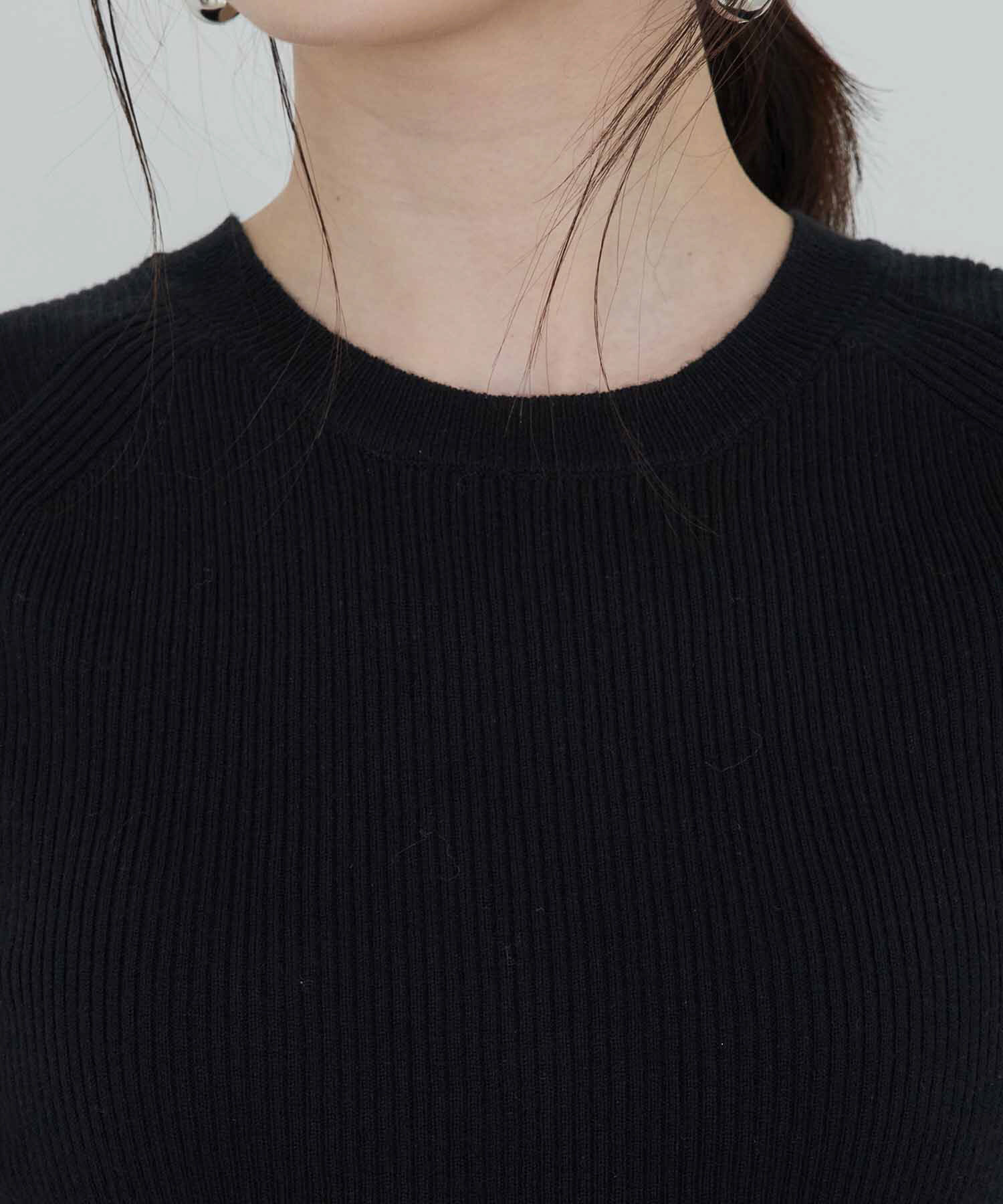 vis-a-vis「【WEB限定】異素材ボリューム袖ドッキングニットプルオーバー」|ニット・セーター|